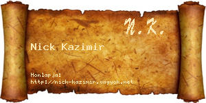 Nick Kazimir névjegykártya